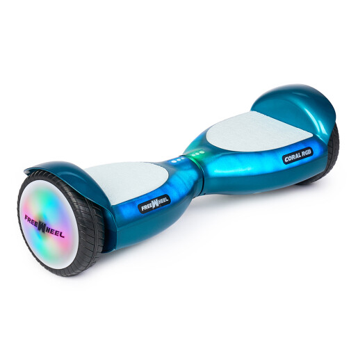 Hoverboard Freewheel Coral RGB, Roti 6.5 inchi, Autonomie 8-12 KM, Viteza 12 KM/H, Putere Motoare 2x200W, Lumini LED, albastru